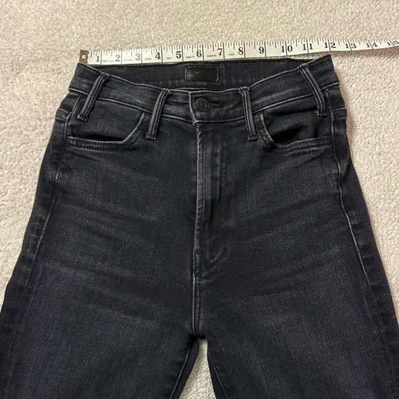 MOTHER The Hustler Ankle Fray Jeans Black Encounters at Night Raw Hem Boot - Picture 8 of 16